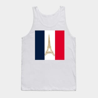 Eiffel Tower in Gold with Red White and Blue Background Tank Top